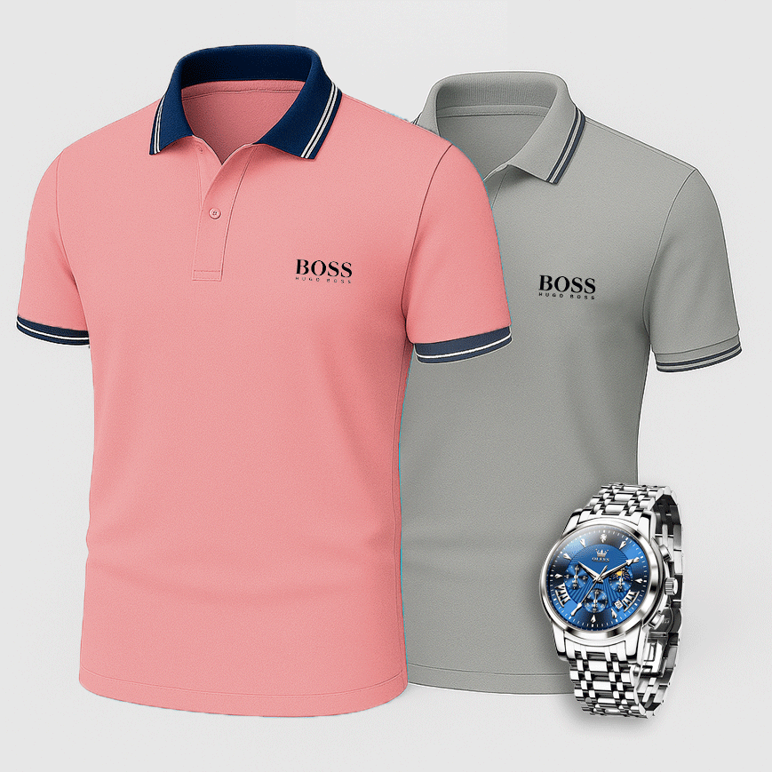 [Buy 2 Pay 1] 2-Pack Premiere Polo Shirts + Exclusive Watch